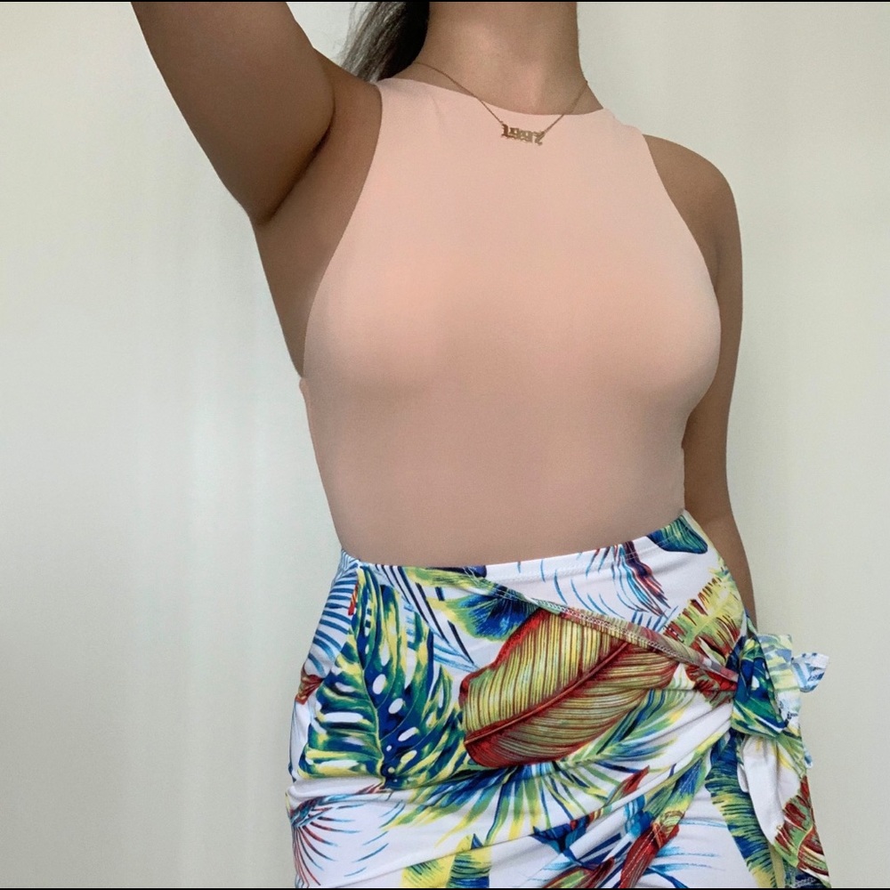 Zara Biege-Pink High Neck Bodysuit